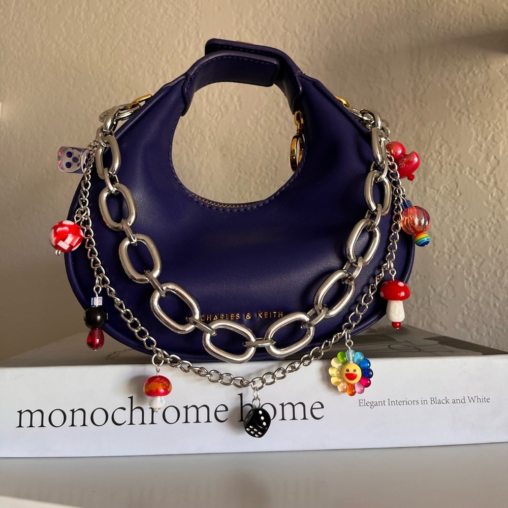 Handmade Colorful Double Chain Bag Charm Fun Beaded Charms Purse Accessory